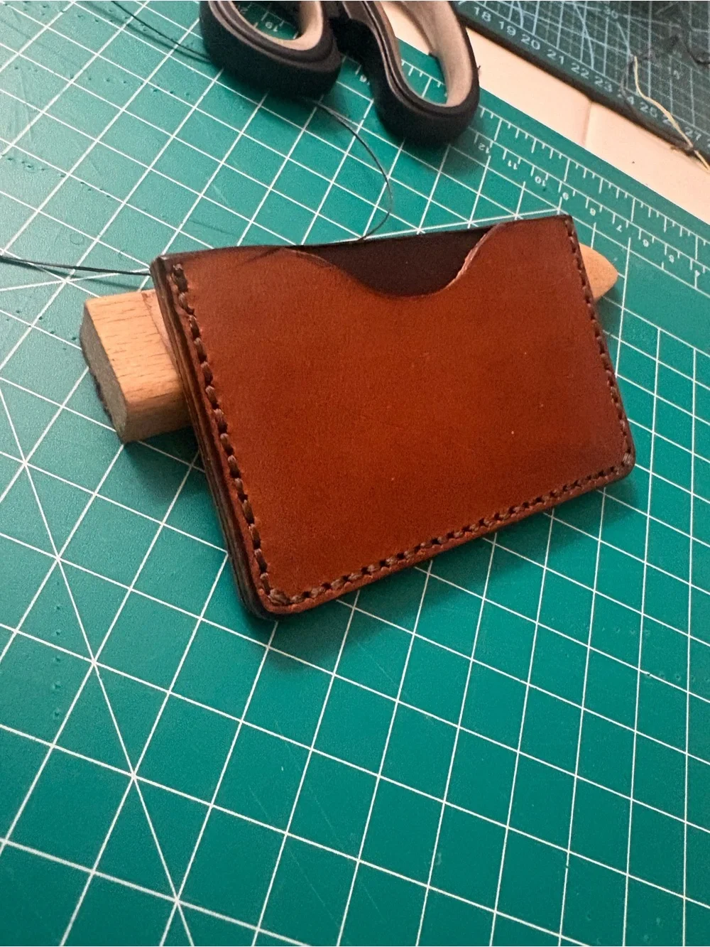 Handmade Brown Leather Card & Key Holder